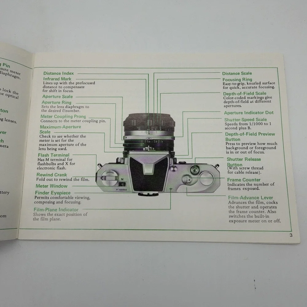 NIKON NIKKORMAT FTN CAMERA INSTRUCTION MANUAL 72.7. CO (EXCELLENT)